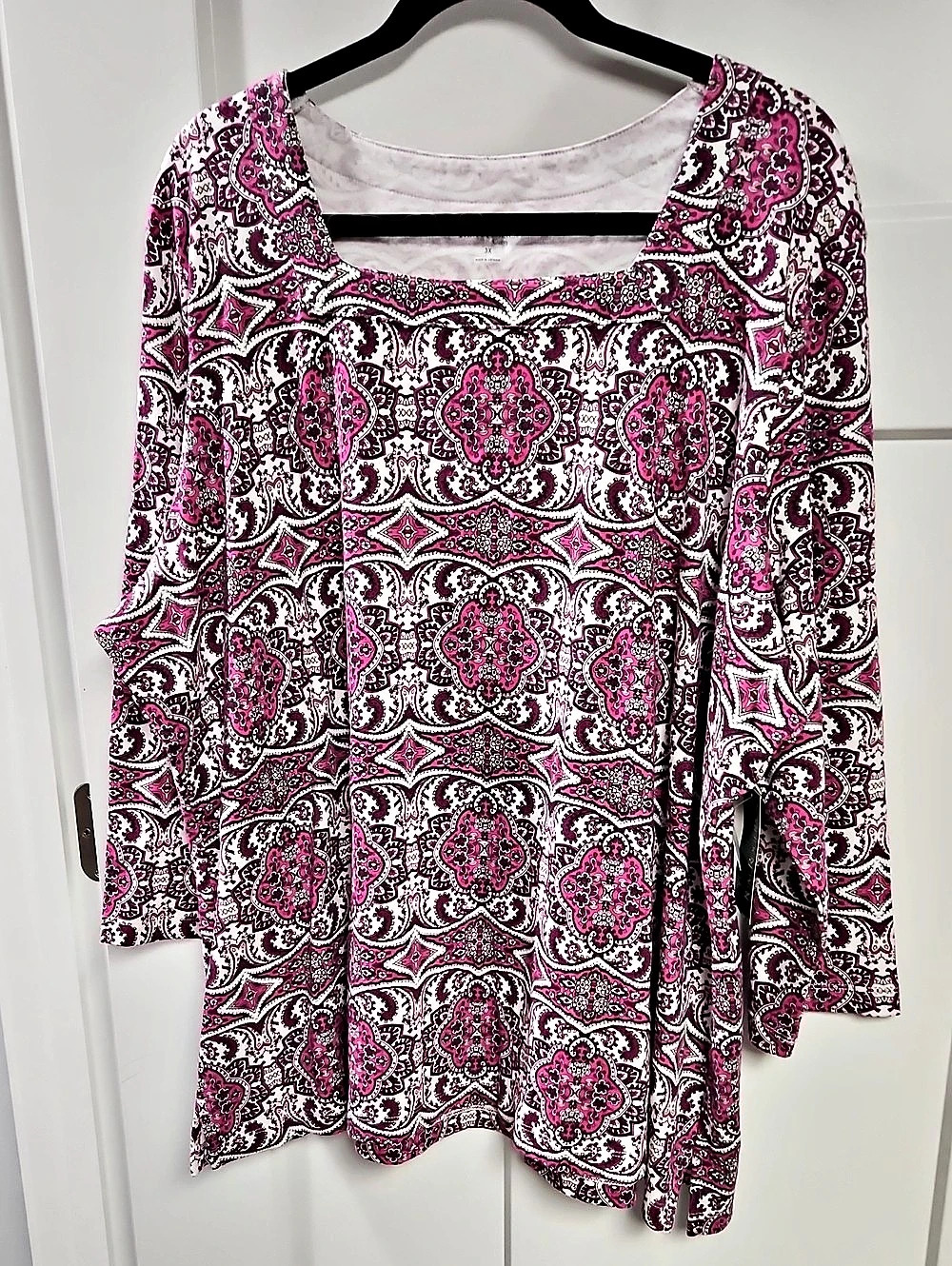 Kim Rogers Paisley Tunic in Pink & White Size 3X NWT